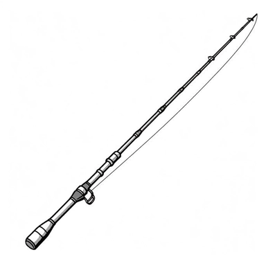 fishing rod, white, for kids, simple, all black and white for coloring book, isolated, line art, printable outline art, digital art, clip art, only outerlines, black lines,