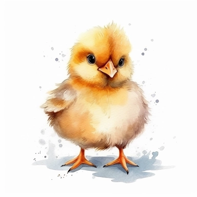 happy cute baby chicken, hand draw Illustration clipart, 4K, extremely detailed, watercolor