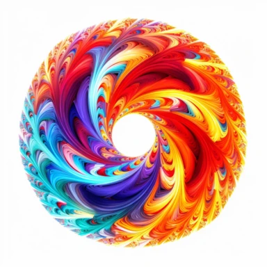 infinity fractal clipart, vibrant chakra colors, on white background