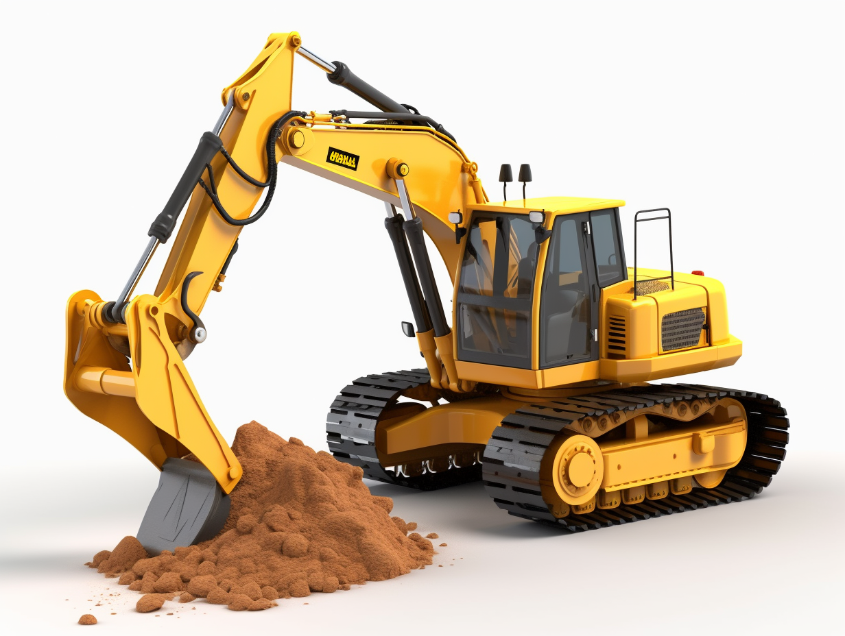 3d Render Construction Clip Art For Kids , Escavator, Backhoe Digger 