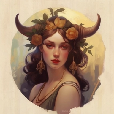 dragon , Taurus zodiac sign as fantasy girl with nose ring and earnings, and brown hair, Watercolor Zodiac Sign Clipart Astrology medea, Goddess of taurus, jasons golden fleece, ram horns, dragon, Medea, roses,