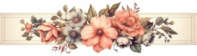 vintage inspired printable rectangle label with intricate sepia colored borders and hand drawn details. detailed with soft watercolor flowers. No text. Isolated clipart on solid white background