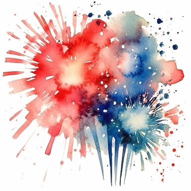 4th of July, watercolor clip art AR 3:2