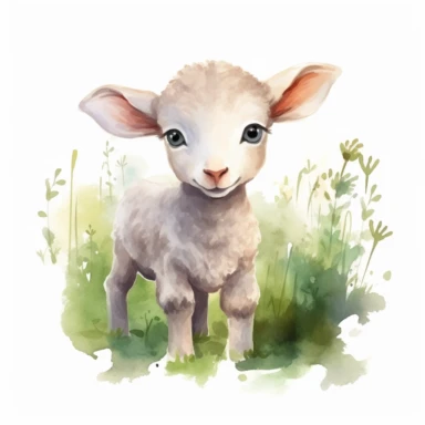 cute lamb grazing in the meadow clipart, original hand drawing, watercolor, understated and flawless for t shirt and cup printing, happy cute smily, transparent background, realistic painting, portrait without writing , style of the artwork, mood of the artwork, vector, contour , white background, 8K quality, ultra detailed , without signature and without meaningless lines, clipart, white background, High Quality, no writting background, no writting, ultra detailed, no symbol, without logo and e