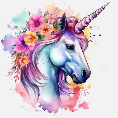 watercolor unicorn clipart no background bold outline