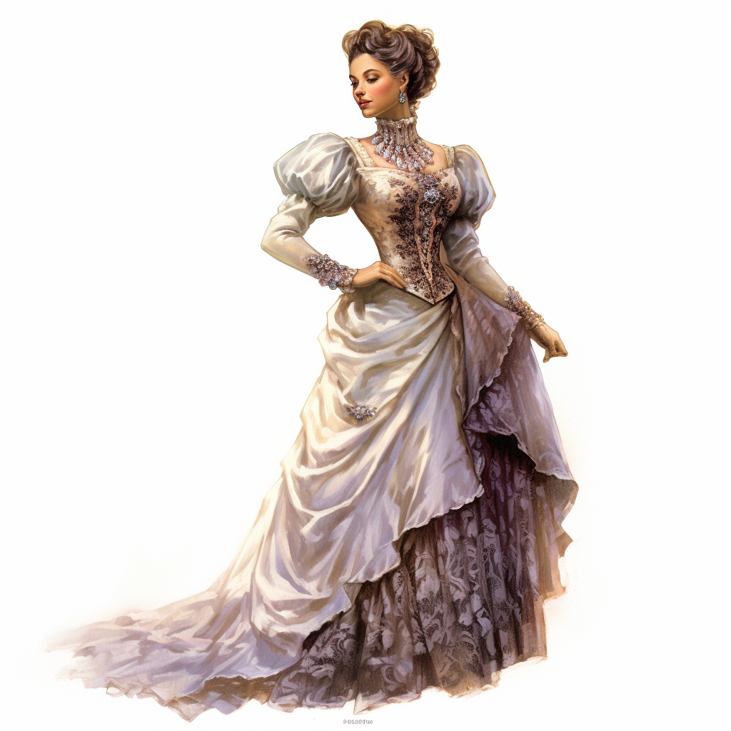 A Victorian lady in a victorian outfit. Her poised expression and ...