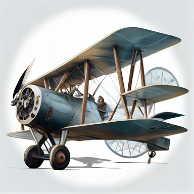 extremely detailed old biplane, clipart, white background