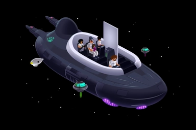 isometric game sprite, clean pixel art, clipart, futuristic family hovercraft concept, gaming asset, sci-fi, fun, creative, cartoon render, hyper-detailed, black background, inspired by one random famous product designer, inspired by one random famous sci-fi movie, inspired by one famous architect, inspired by one random famous artist, inspired by one famous architect