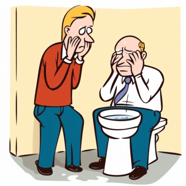 Microsoft word clipart of a man crying on toilet being comforted by the toilet