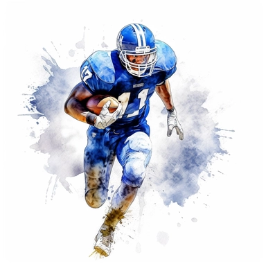 Award winning hyper detail watercolour, football player, white background, clipart