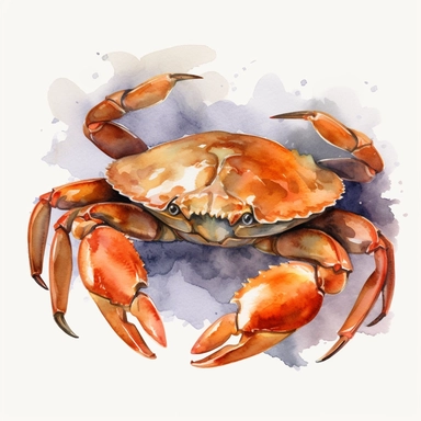 realistic crab watercolor clipart single design, 8k