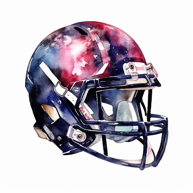 a football helmet, realistic, clipart on white background, watercolor