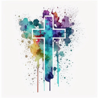 large, Watercolor graphic,Christian cross Clipart - clip art, white background,