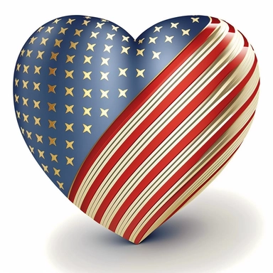 4th of july, independence day, stars and stripes heart, vector, clipart, high detail,