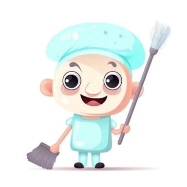 happy cute Housekeeper face, cartoon, clipart, mascot, isolated on white background