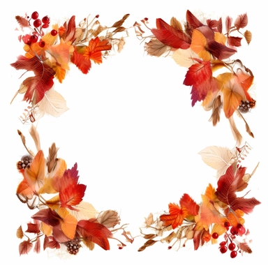 fall border clipart, blank white background