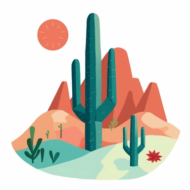clip art. Mountains. cactus. minimalist. hiking. tucson inspired.
