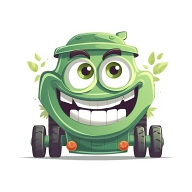 happy cute Lawn Mower face, cartoon, clipart, mascot, isolated on white background