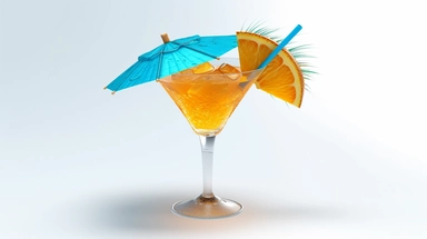 colorful cocktail apricot blue curacao syrup decorate with small palm trees and little umbrella digital clipart on white background photo-realistic, ultra sharp, simplicity, higher coherence, minimalism, ultra detailed, hyper realistic details, beautiful, modern, OC rendered, 32k uhd , insane details, intricate details, Photoshoot, Depth of Field, captured with Phase One XF IQ4 camera , 200 Mega Pixel lens,