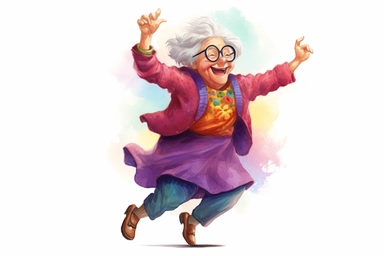 dancing grandma, clipart watercolor