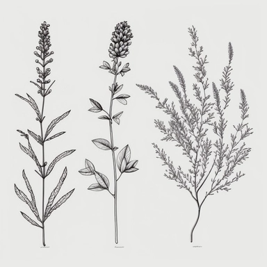 Lavender branches, line art style, minimalist botanical line art sketches,line floral clip art, black line, pencil floral sketches, white background, Hand drawn, monochrome, inck draw, one line draw, tattoo style