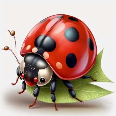 single animated lady bug for baby nursery, no leaves, white background, clipart