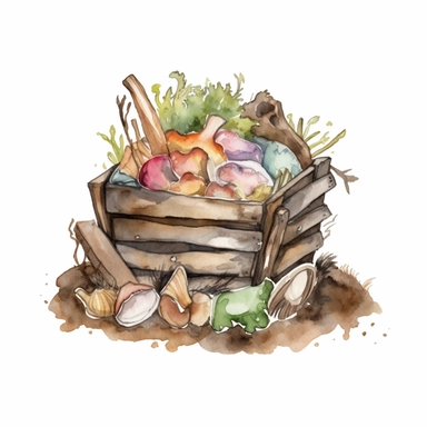 compost pile, watercolour clipart, cute, simple