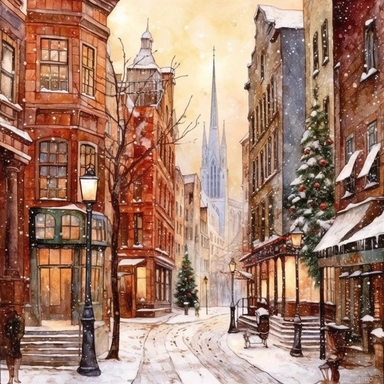 New York Christmas street, Ornamental watercolor, clipart, I can't believe how beautiful this is