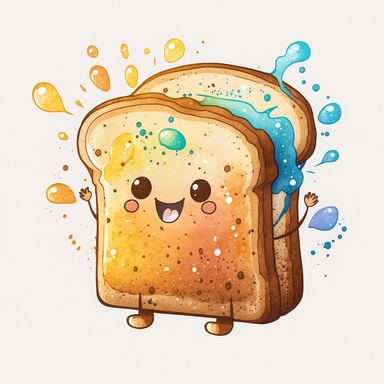 a cute cartoon toast bread. Watercolor clipart.