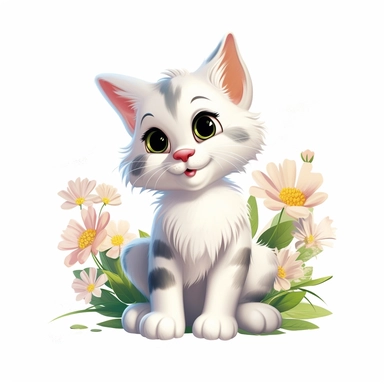 clipart, cute cat, classic disney, spring, no text