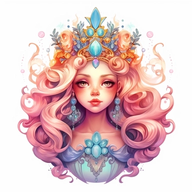 Cute Beautiful Pastel princess fantasy Clipart, Cartoon, hyper realistic, intricate detail, illustration style, high resolution, on the white background
