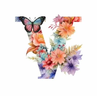 Pastel Color Beautiful Fairy Butterfly Flower Alphabet Letter  W  Watercolor Clipart,Cartoon, hyper realistic, intricate detail, illustration style,high solution,on the white background