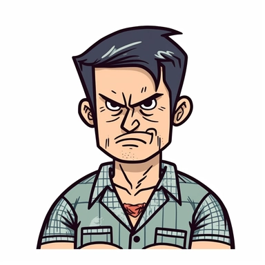 A Man with Angry Face, Body and Hand Expression, White background, Half Body Image, Clipart, Vector illustration