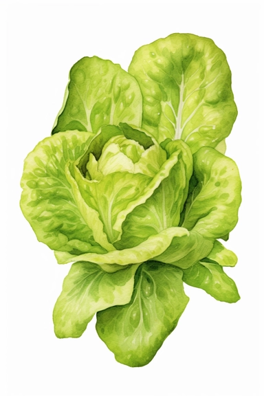 lettuce watercolor clipart cute isolated on white background