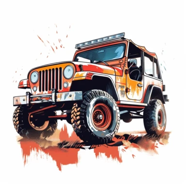 jeep wrangler cj illustration clipart, white background