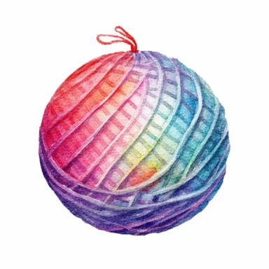 A Christmas ball, full color, knitted painting texture, Perfect for nursery art and children's book illustration style, simple, cute, full color, clipart, watercolor illustration, single object, high definition 8k, white background for removing background
