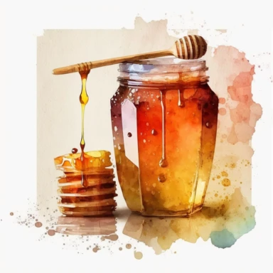 watercolor honey and stick, clipart, no words