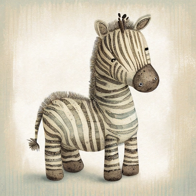 A cute baby zebra , jellycat, stylised hand painted textures, stylized digital art, baby zebra, rough paper texture, baby zebra, highly detailed muted colors,watercolor texture, setteidreams colour design, finger blend shading, stippled walls,amazing textured brush strokes, illustrated in whimsical style, childrens book illustration, clipart style, white solid background , no watermark, remove watermark, no text, remove text, no writing, remove writing