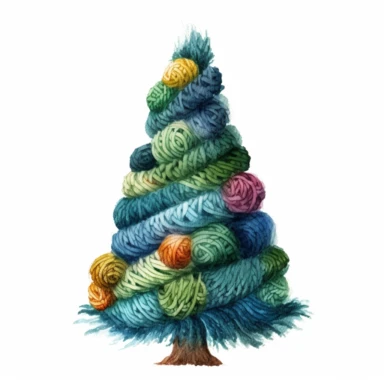 A Christmas tree, full color, knitted painting texture, Perfect for nursery art and children's book illustration style, simple, cute, full color, clipart, watercolor illustration, single object, high definition 8k, white background for removing background