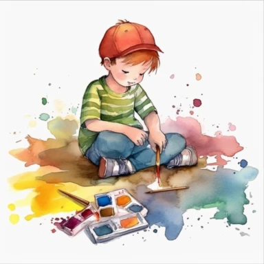 kid learning cartoon watercolor clipart