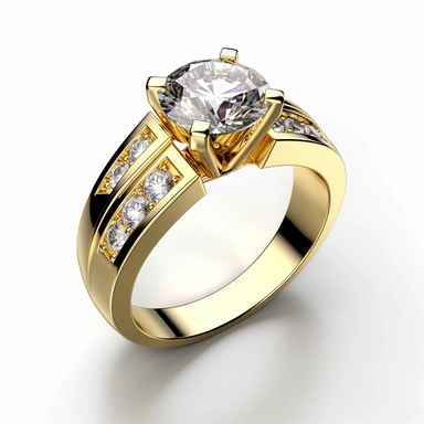 jewellery gold engagement ring with diamond digital clipart on white background