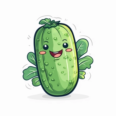 cute Cucumber, happy and smiling, bold line, clipart, sticker, white background, no shadow, 8k detail