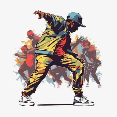 hip hop concert clipart, logo simple, vector, flat 2d, white background, vector style, graphic design, art, company registration , banksy colors