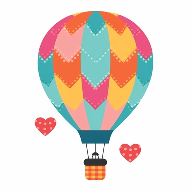 Hot Air Balloon Clipart, White Background