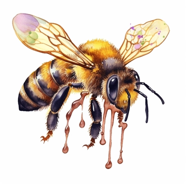 Watercolor Honey Bee Clipart, spring garden bee and honey drips clip art