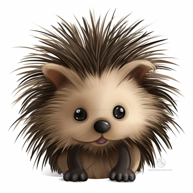 cute porcupine clipart, white background, no font