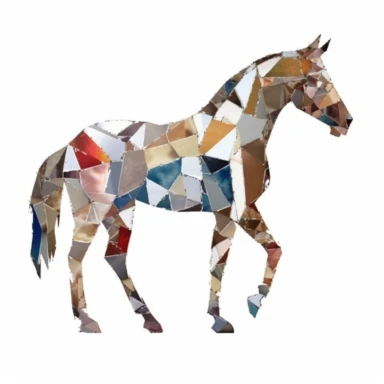 a horse, in the style of a torn paper collage, textured, on white background, clip art