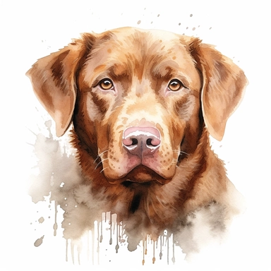 Chesapeake Bay Retriever dog, water color style, clipart, white background