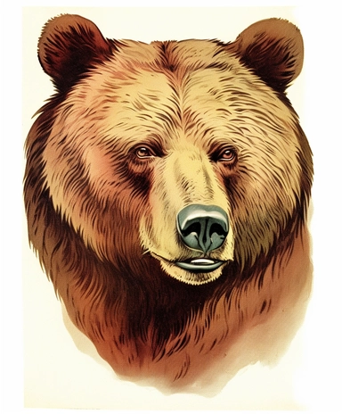 Vintage 1920 Portrait of Bear Head Illustration , Chromolithograph, Die Cut, 1920s Illustration, Vintage, Chromolithograph, Colorful, Antique, Ephemera, Clipart, 8k, Isolated on white