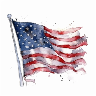 4th of July, watercolor clip art AR 3:2